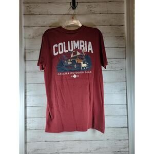 Columbia Mens Large Dark Red Greater Outdoor Gear Graphic Tee NEW